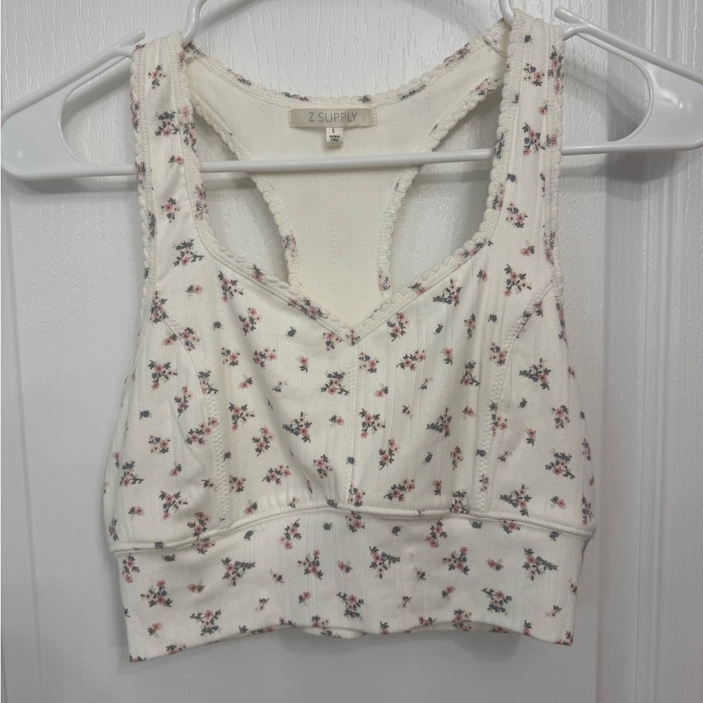 Z Supply Cream Floral Sleep Tank/ Lounge Bra in Tia Ditsy NWOT - Picture 2 of 4